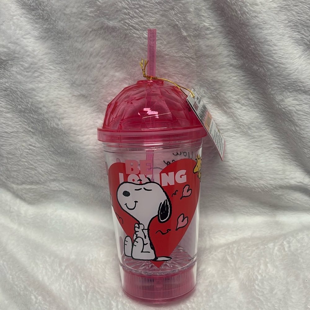 BNWT Peanuts Flashing Light Up Cup: Snoopy & Woodstock “you are so loved”